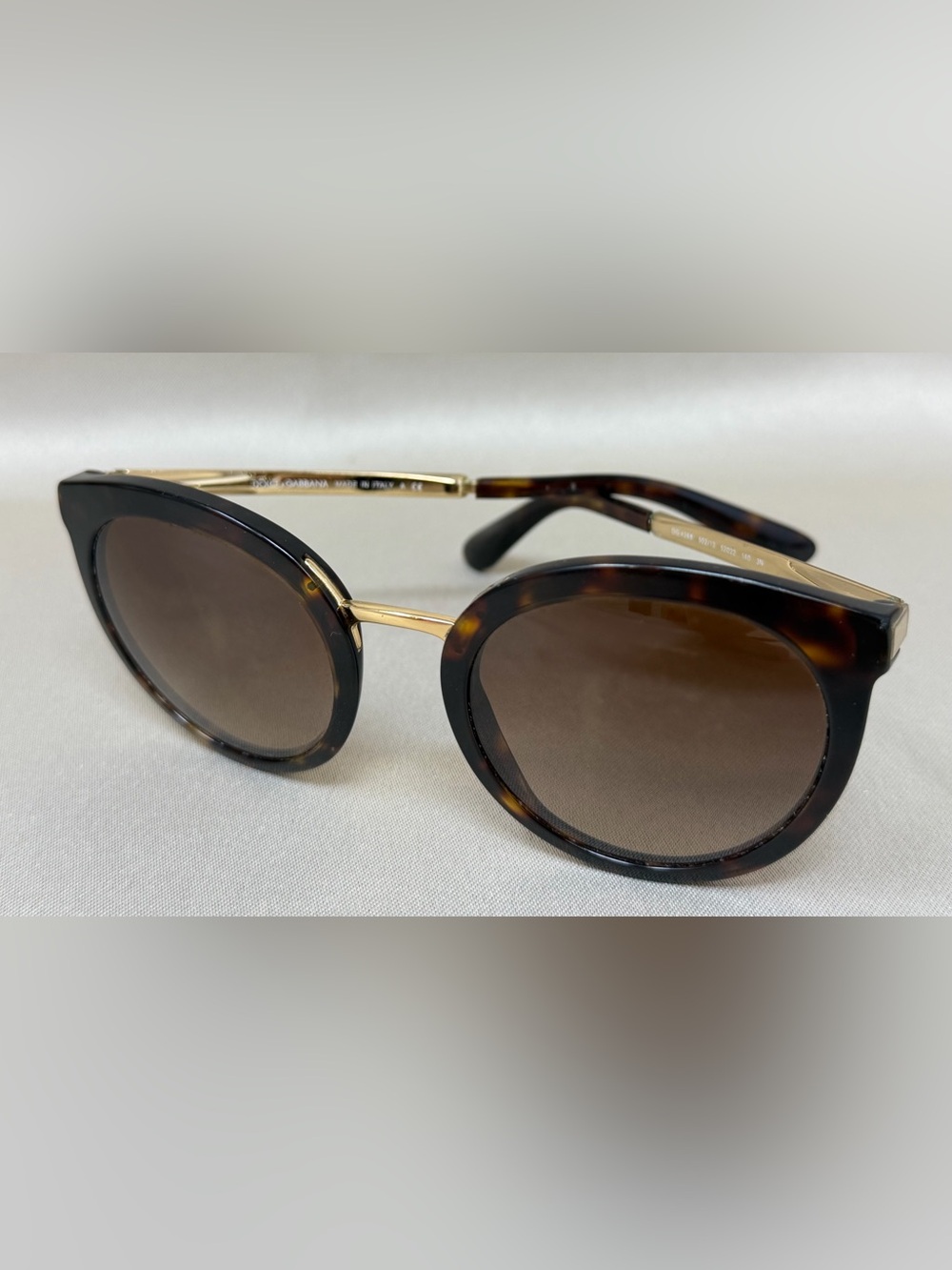 Dolce & Gabbana Havana Tortoiseshell Sunglasses with Gold Accents - Brown Lenses